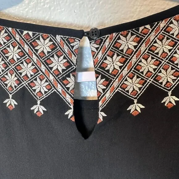 Madewell Women's Size 10 Dress Starflower Embroidered Black 100% Silk - Picture 13 of 13